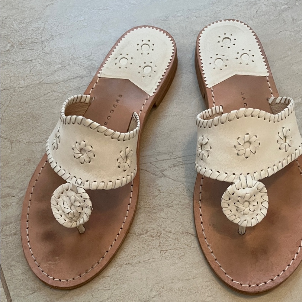 Jack Rogers Cream and Tan Sandals